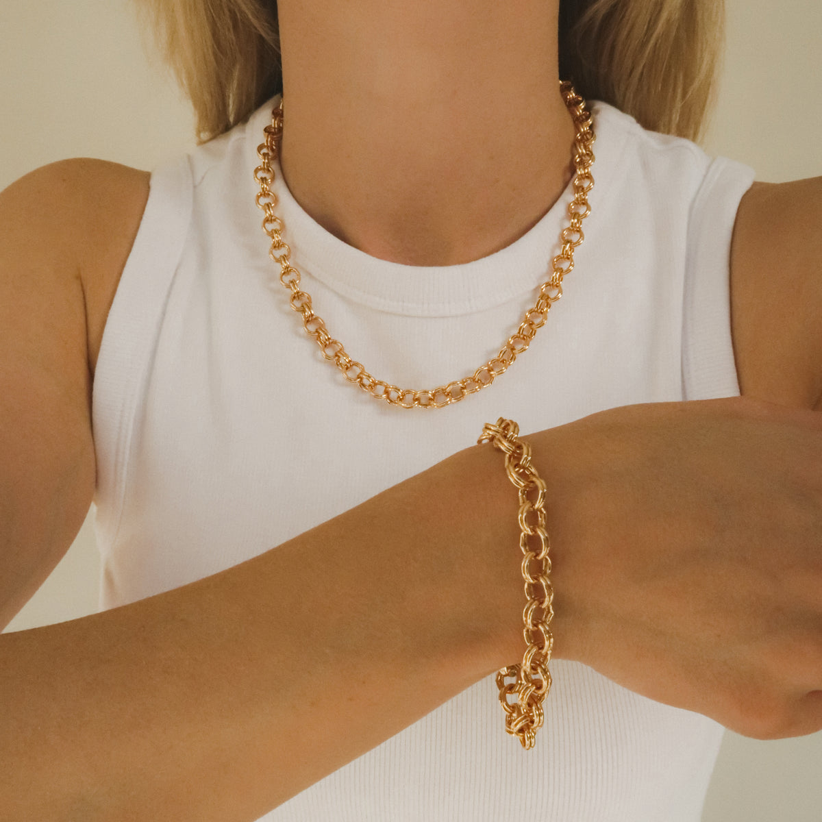 Rolo schakel set – halsketting + armband