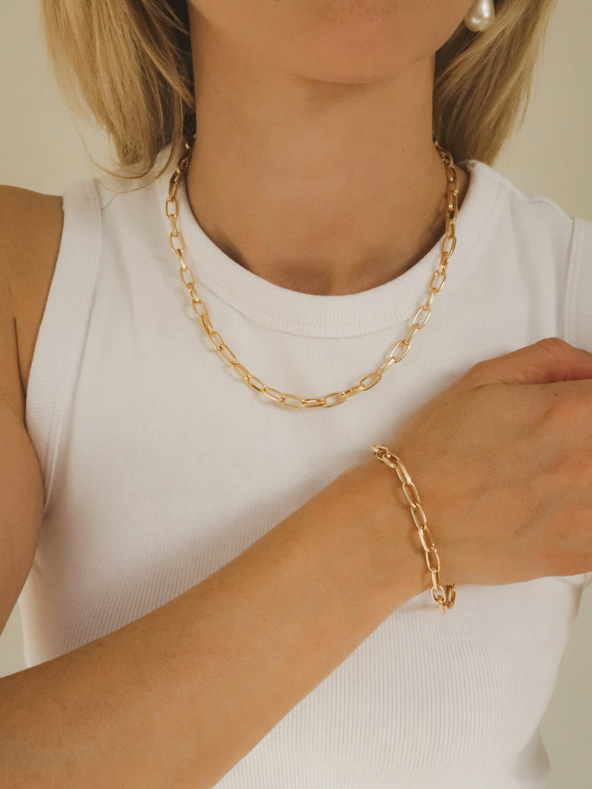 Textured link set – halsketting + armband