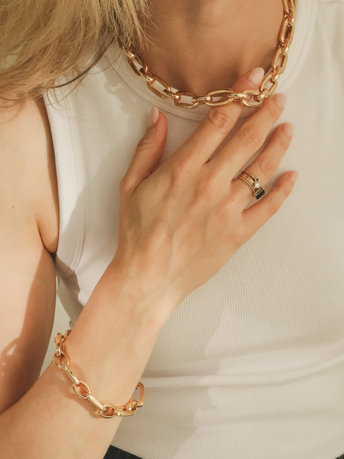 Chunky schakel set – halsketting + armband