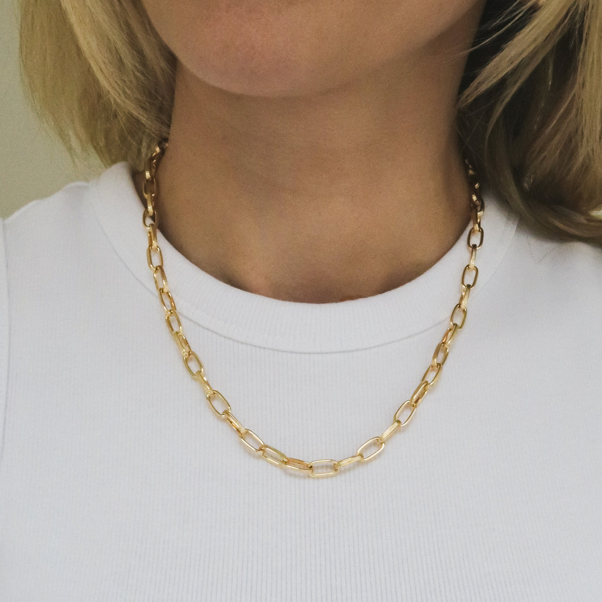 Textured link halsketting