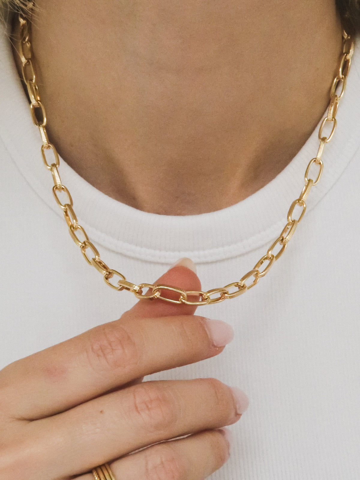 Textured link halsketting
