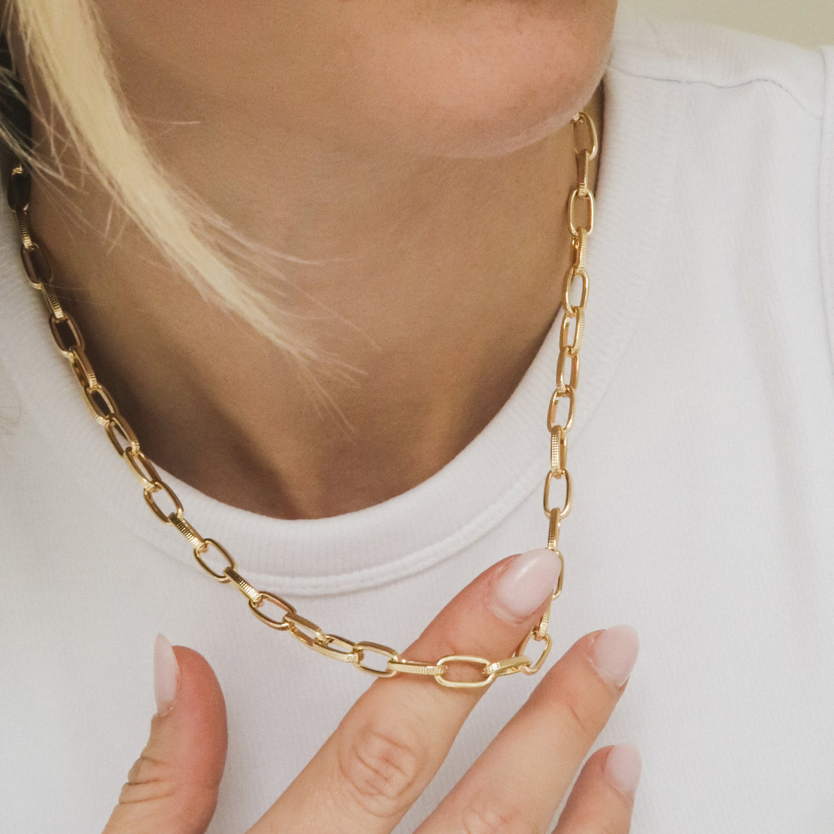 Textured link halsketting