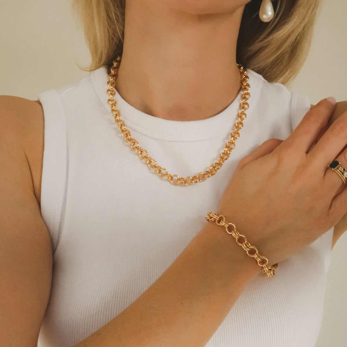 Rolo schakel set – halsketting + armband